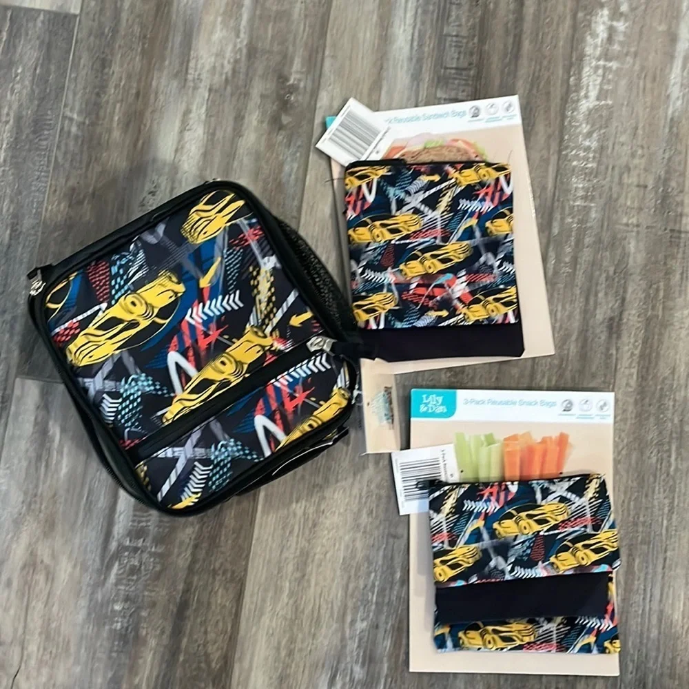 Truck themed lunchbox and reuseable bags NEW